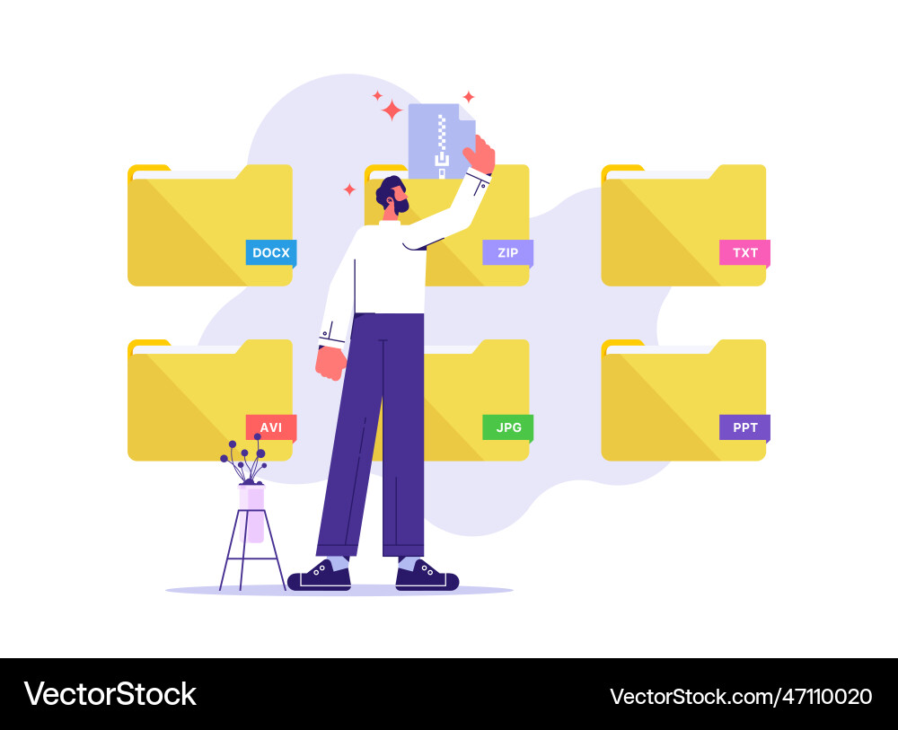 Files management concept of work Files management concept of work vector image
