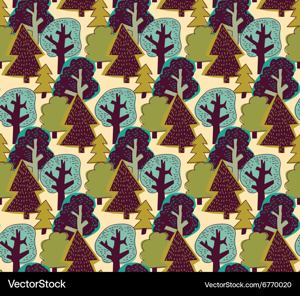 Forest Color Seamless Pattern Vector Image