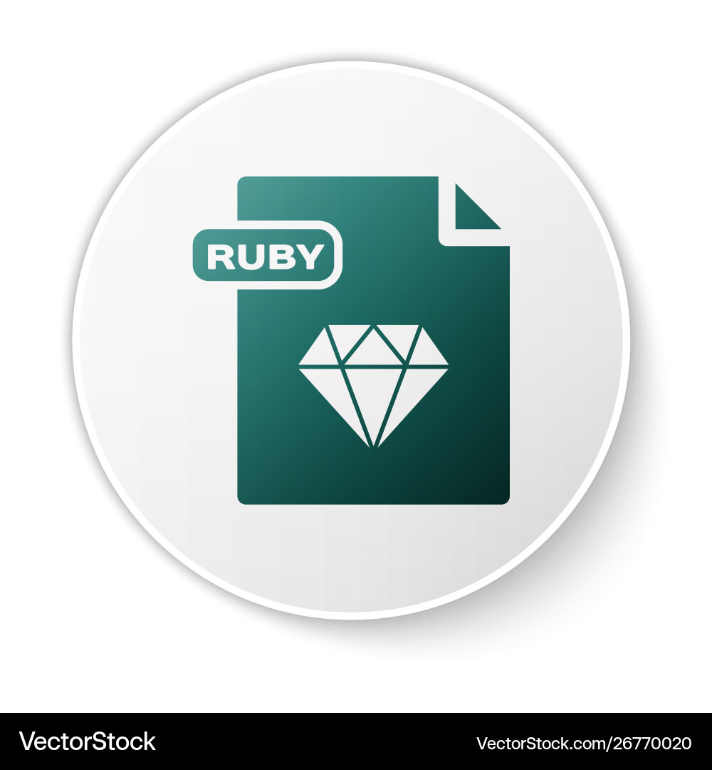 Green ruby file document download button Green ruby file document download button vector image