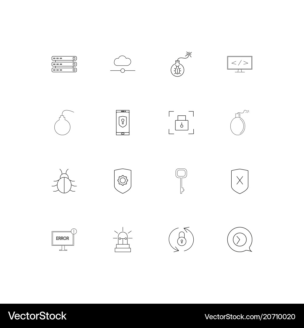 Internet security simple linear icons set vector image