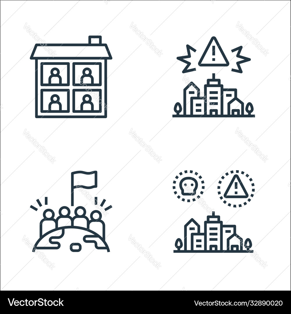 Lockdown line icons linear set quality Vector Image