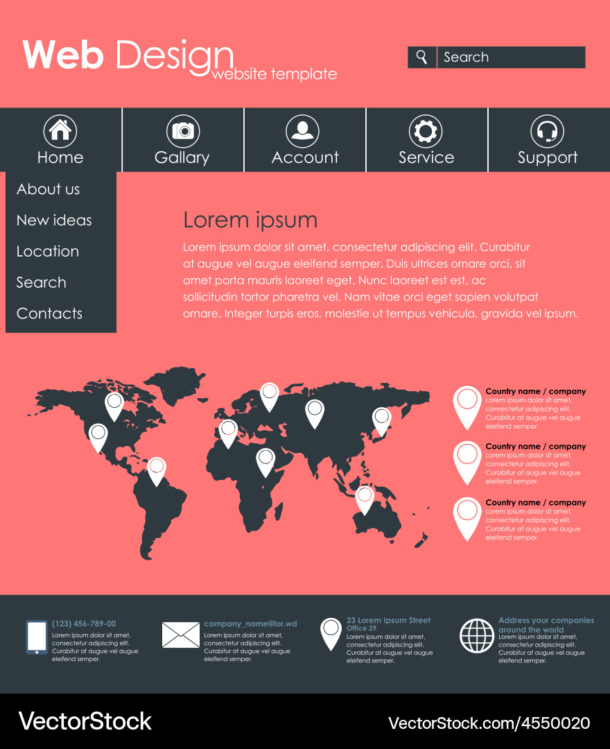 Menu design for web site vector image