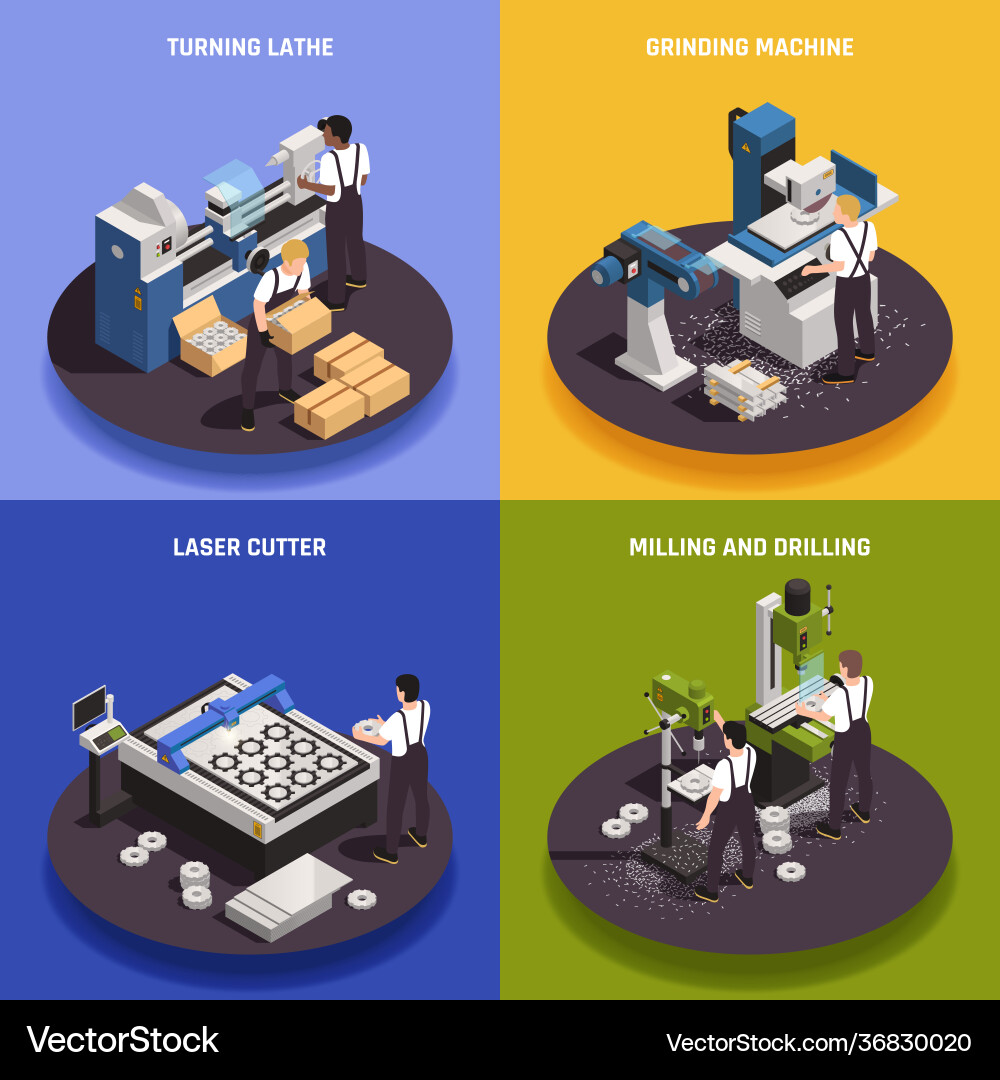 Metalworking isometric concept Royalty Free Vector Image