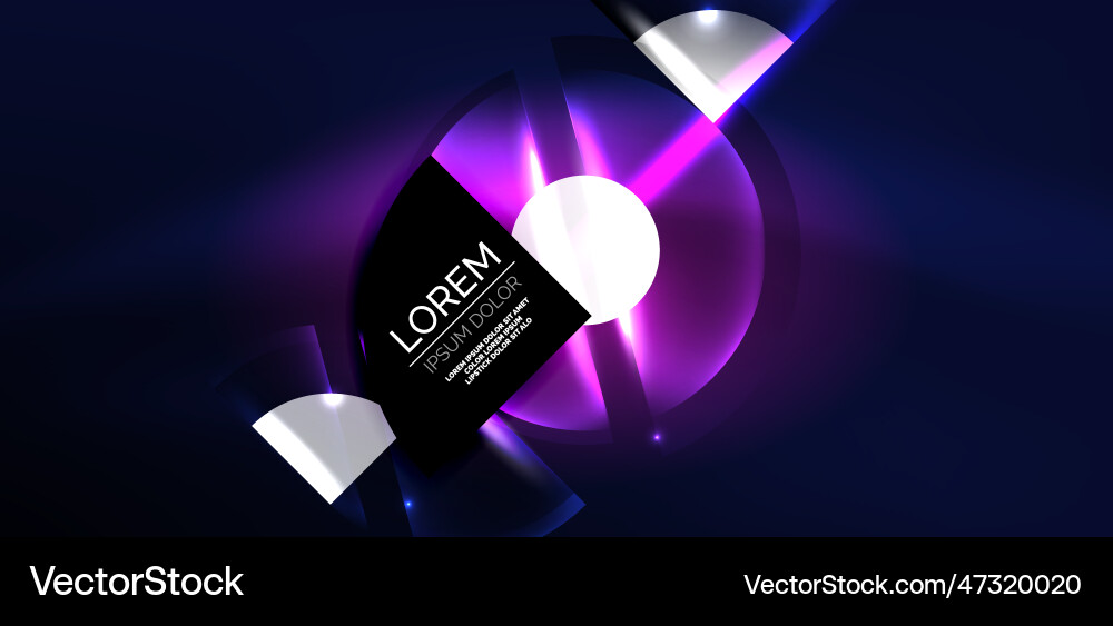 Neon round shapes lines and triangle elements hi Vector Image