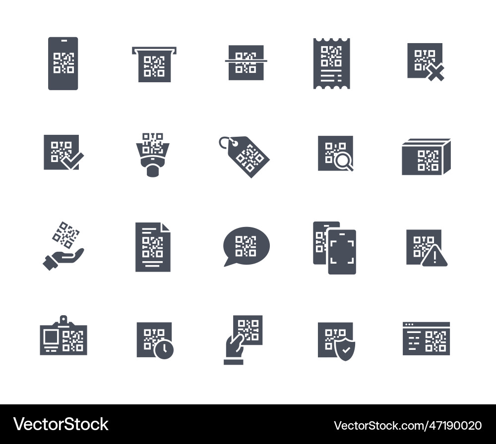 Qr code black icons set Qr code black icons set vector image