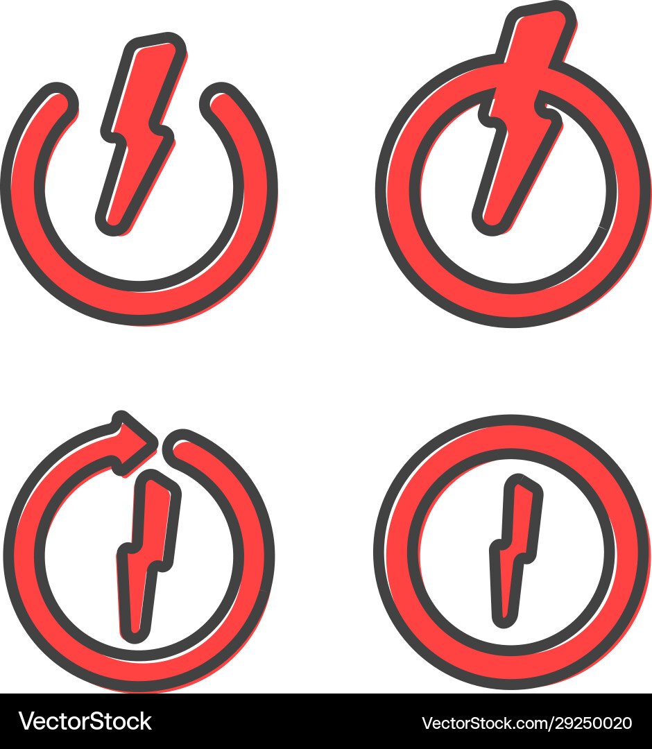 Reboot recharge icon with lightning set Vector Image