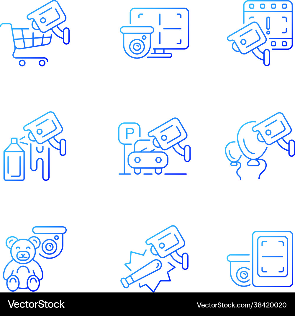 Securing home and business gradient linear icons Securing home and business gradient linear icons vector image