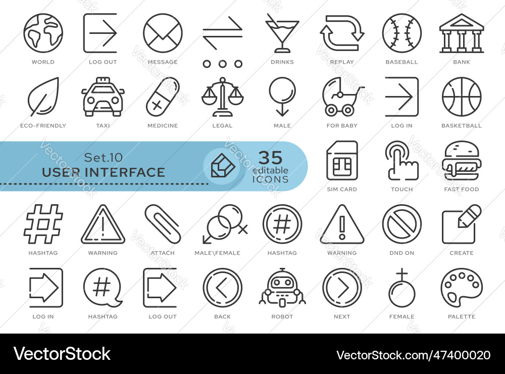 Set icons user interface 10 Set icons user interface 10 vector image
