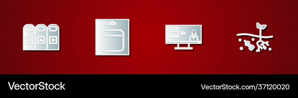 Set trash in garbage cans sorted battery pack Set trash in garbage cans sorted battery pack Vector Image