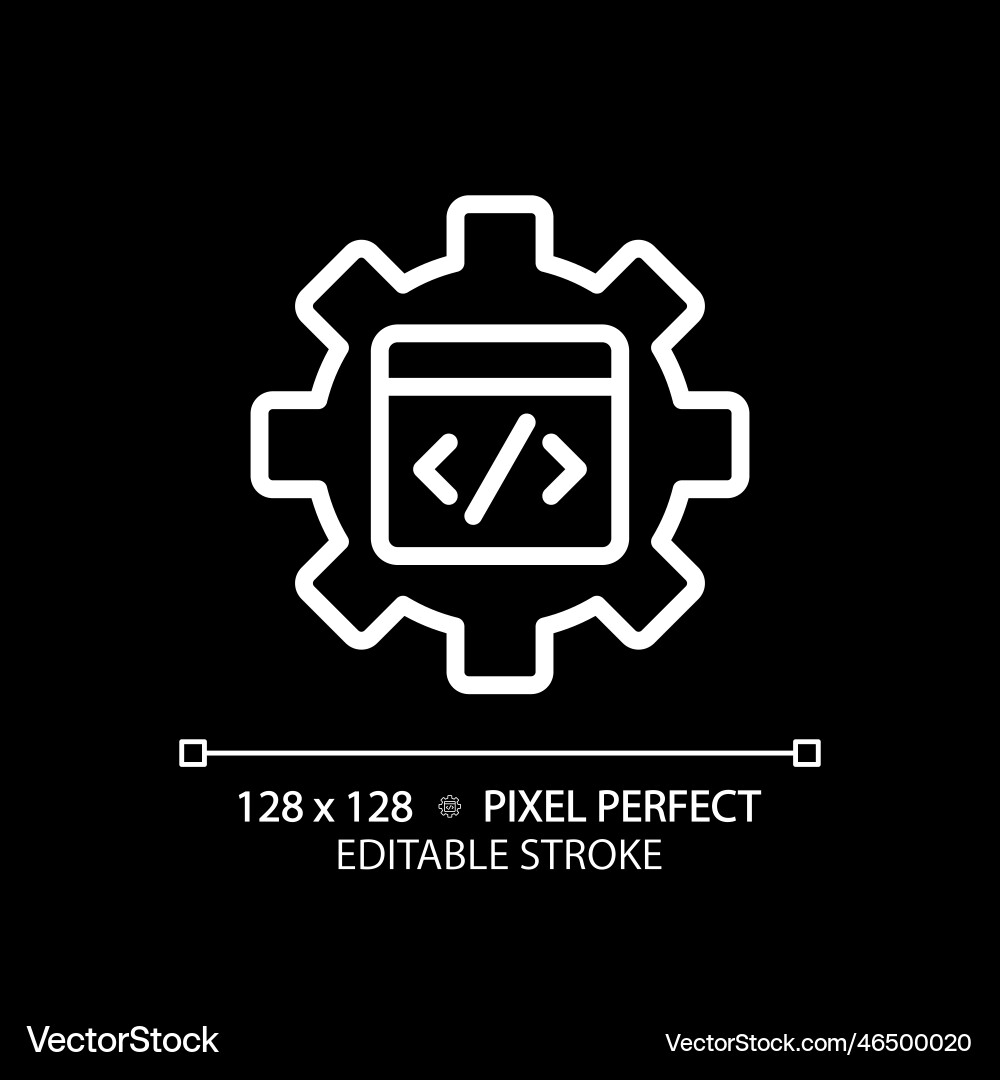 Stem in coding pixel perfect white linear icon Stem in coding pixel perfect white linear icon vector image