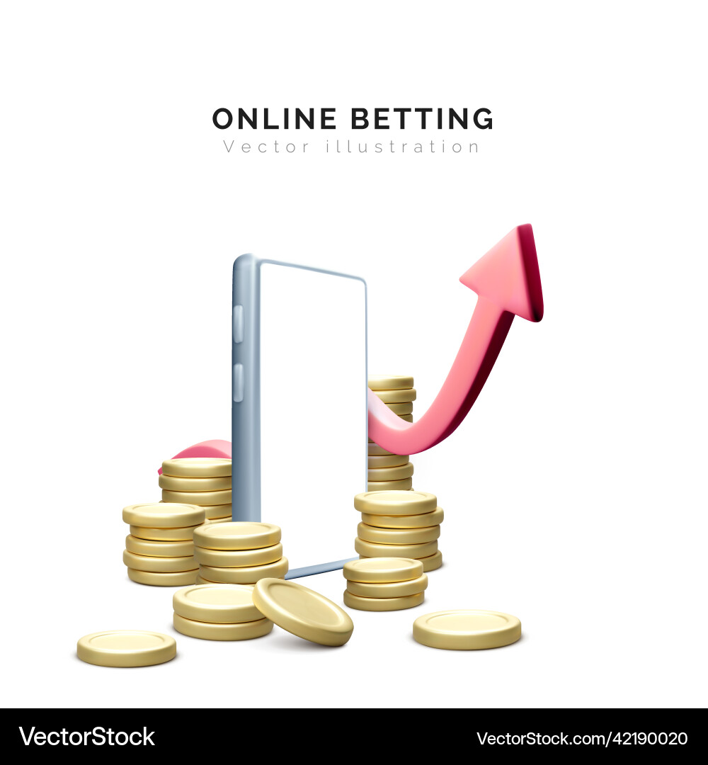 Verwalten von Geld oder Online-Wetten Konzept 3d mobile Verwalten von Geld oder Online-Wetten Konzept 3d mobile Vektorbild