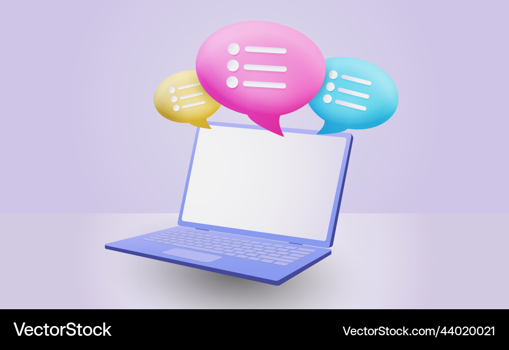 3d laptop icons speech bubble in notebook Vector Image