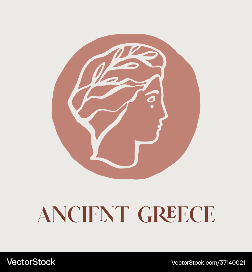 Ancient greece logo portrait greek god – Royalty-Free Vector | VectorStock, image size:1000x1080