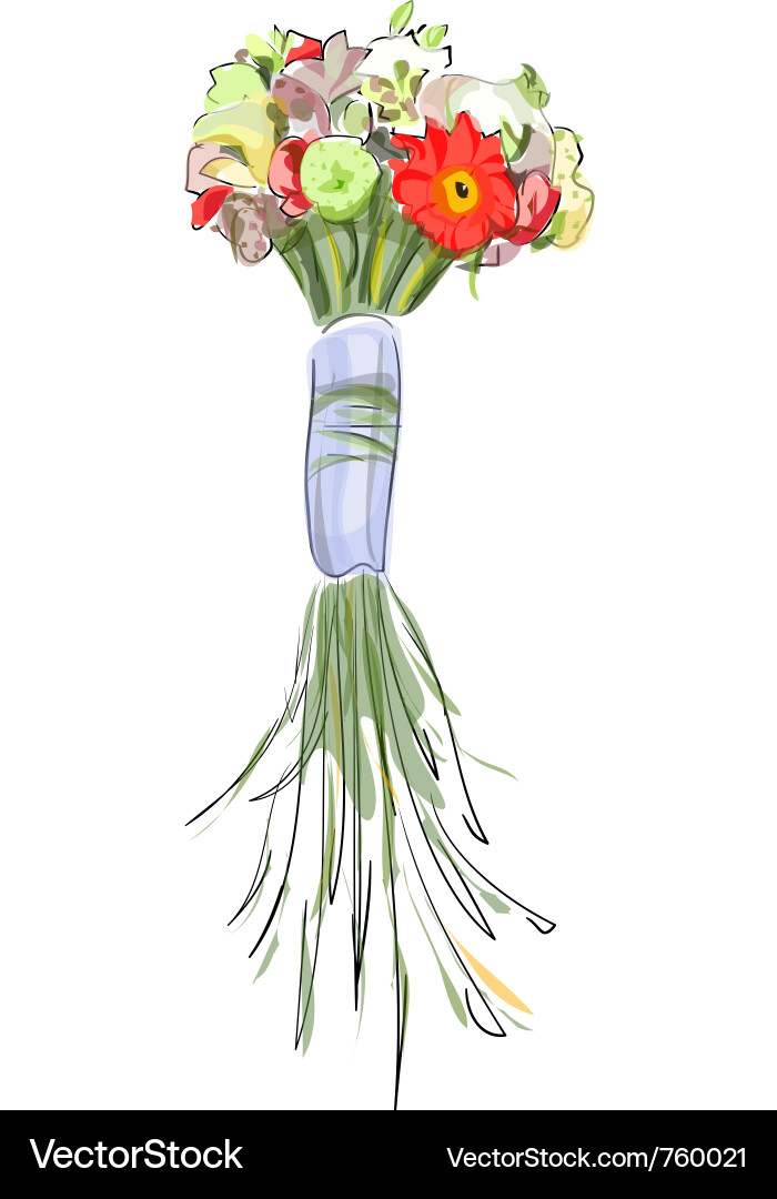 Bouquet mit langen Stielen Aquarell Stil Vektorbild
