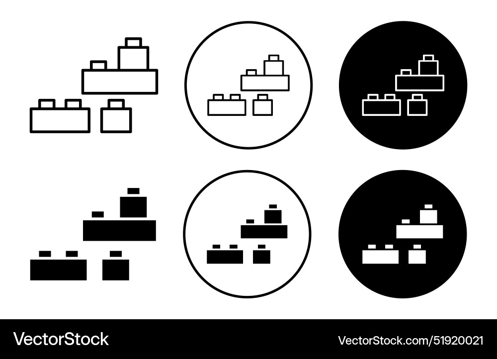 Building toy icon collection of outline thin line vector image