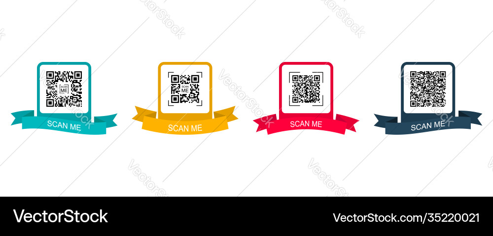 Collection creative concept qr code scan me Collection creative concept qr code scan me vector image