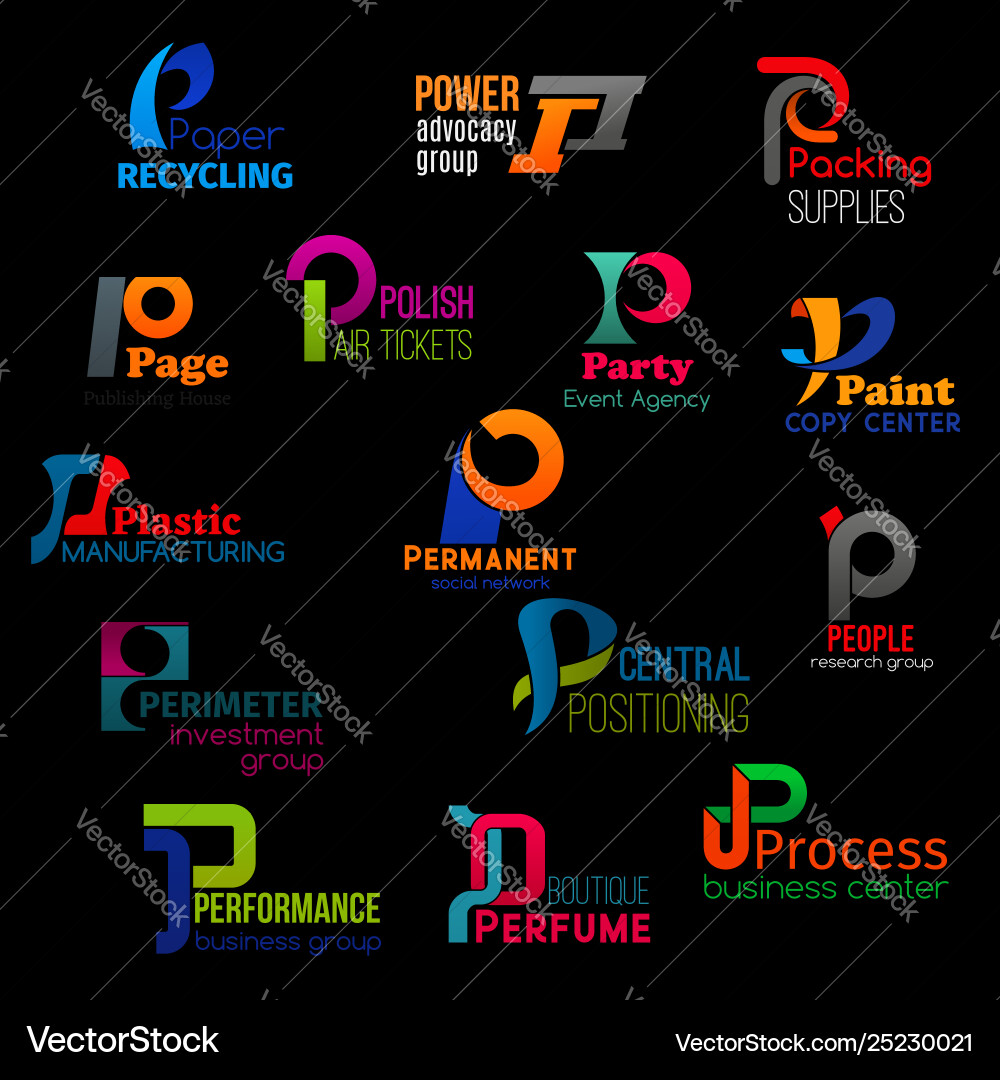 Corporate P Letter Icons Vector Image