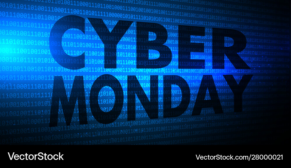 Cyber monday banner with binary code design vector image