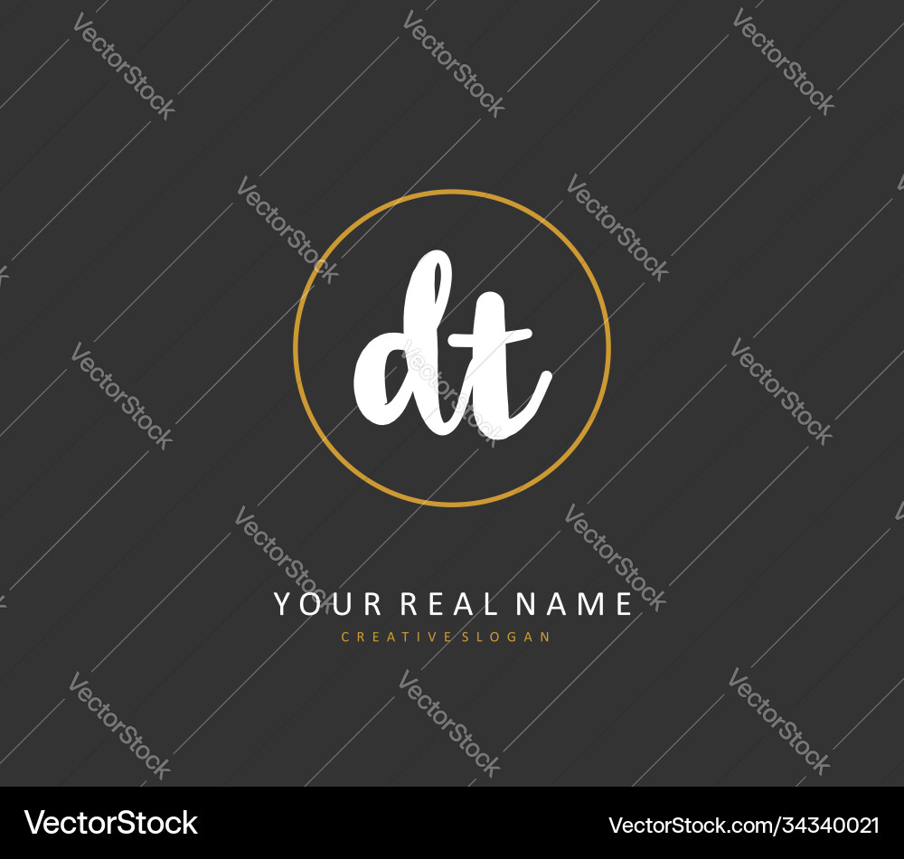 D t dt initial letter handwriting and signature vector image