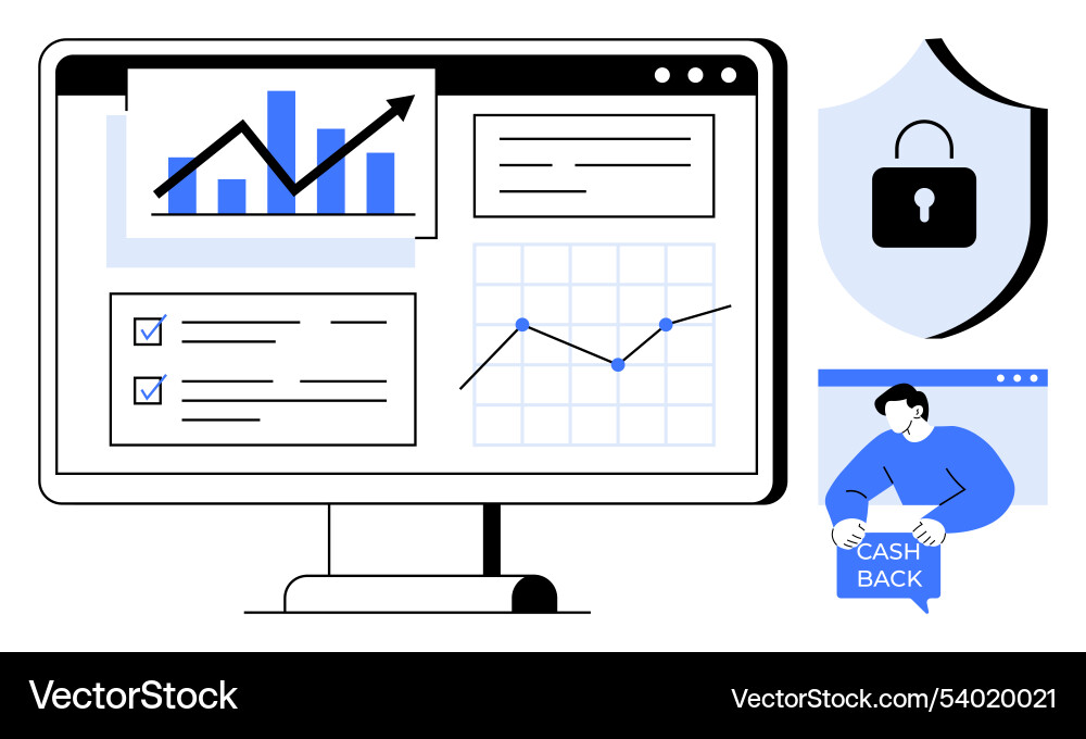 Data dashboard with analytics security Vector Image