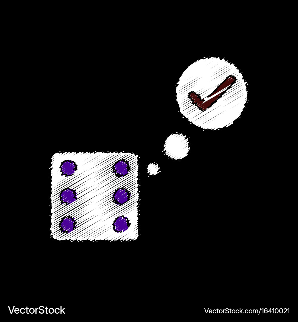 Flat shading style icon dice and check mark vector image