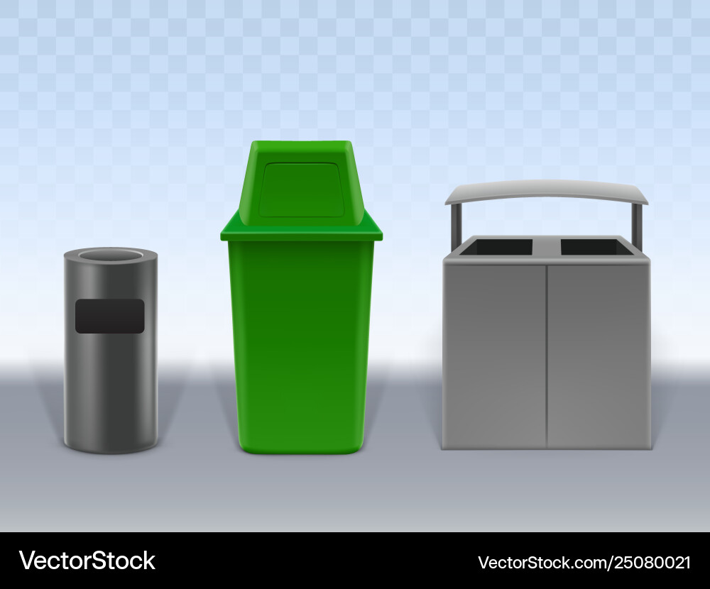 Garbage containers set on transparent background Garbage containers set on transparent background vector image