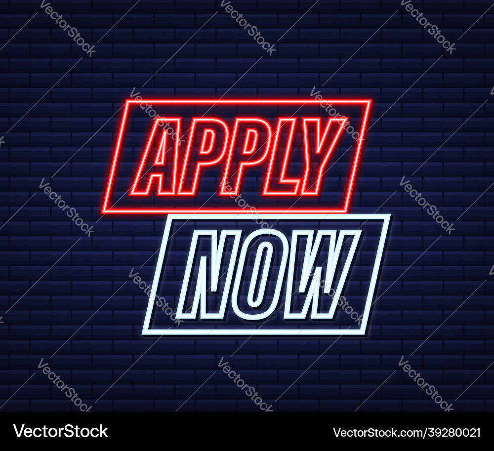 Jetzt Web Banner Pfeil Cursor Neon Symbol anwenden Vektorbild