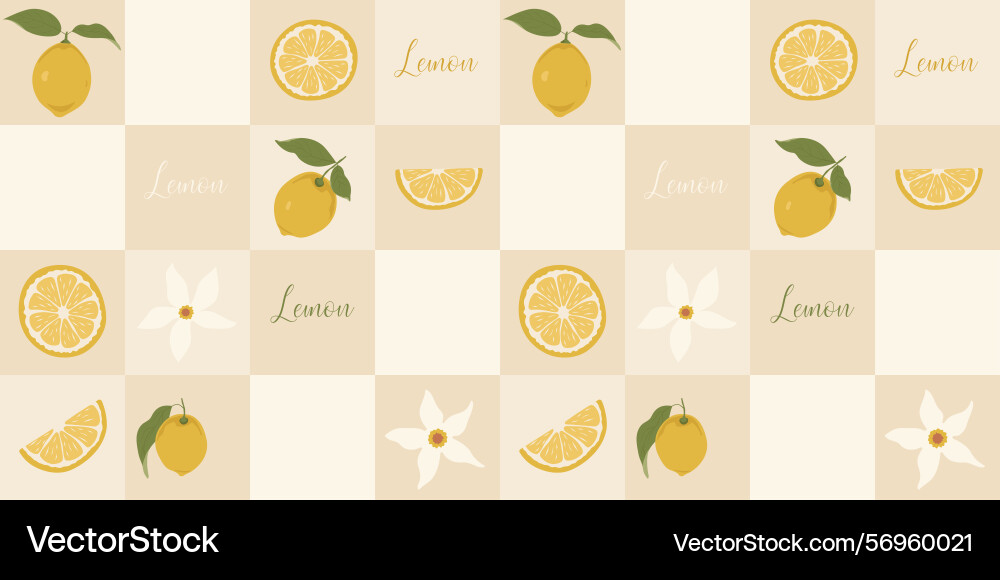 Lemon seamless lattice boho pattern with cute Lemon seamless lattice boho pattern with cute vector image