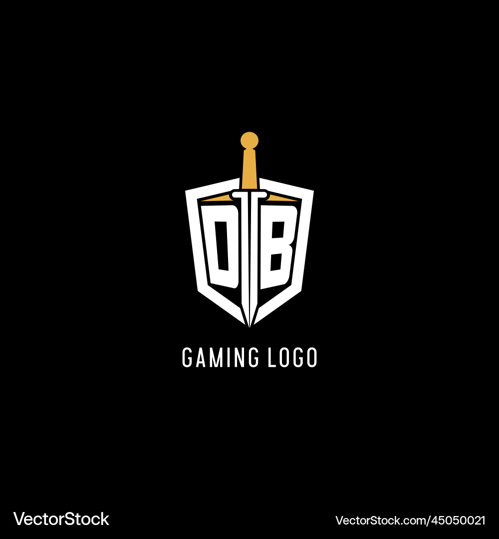 Letter db logo with shield and sword design Vector Image