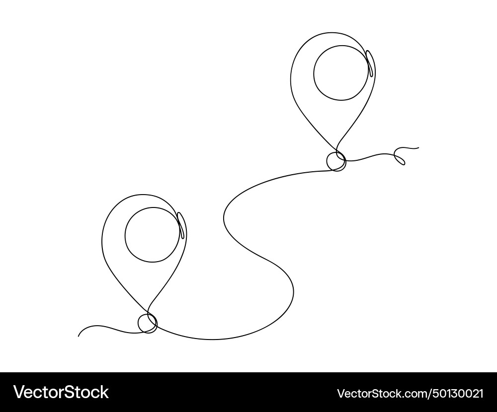 Location pointers or map pin in continuous one Location pointers or map pin in continuous one vector image