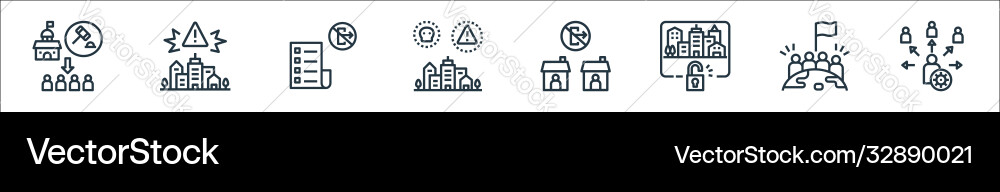Lockdown line icons linear set quality Vector Image