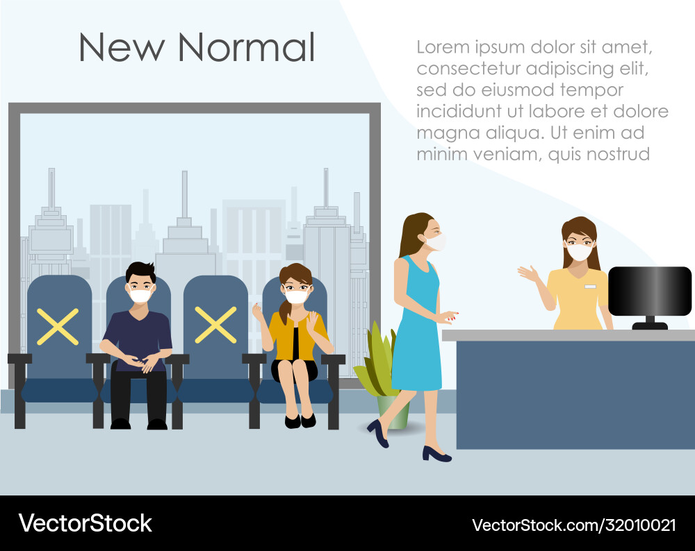 New normal lifestyle in company during covid-19 New normal lifestyle in company during covid-19 vector image