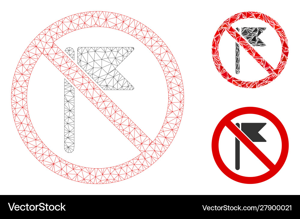 No flag mesh 2d model and triangle mosaic No flag mesh 2d model and triangle mosaic vector image