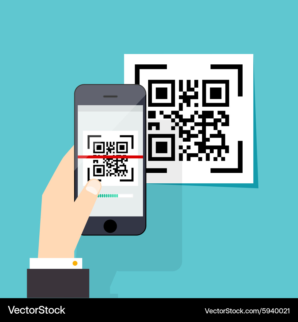 QR Code Scanning on Smartphone vector image