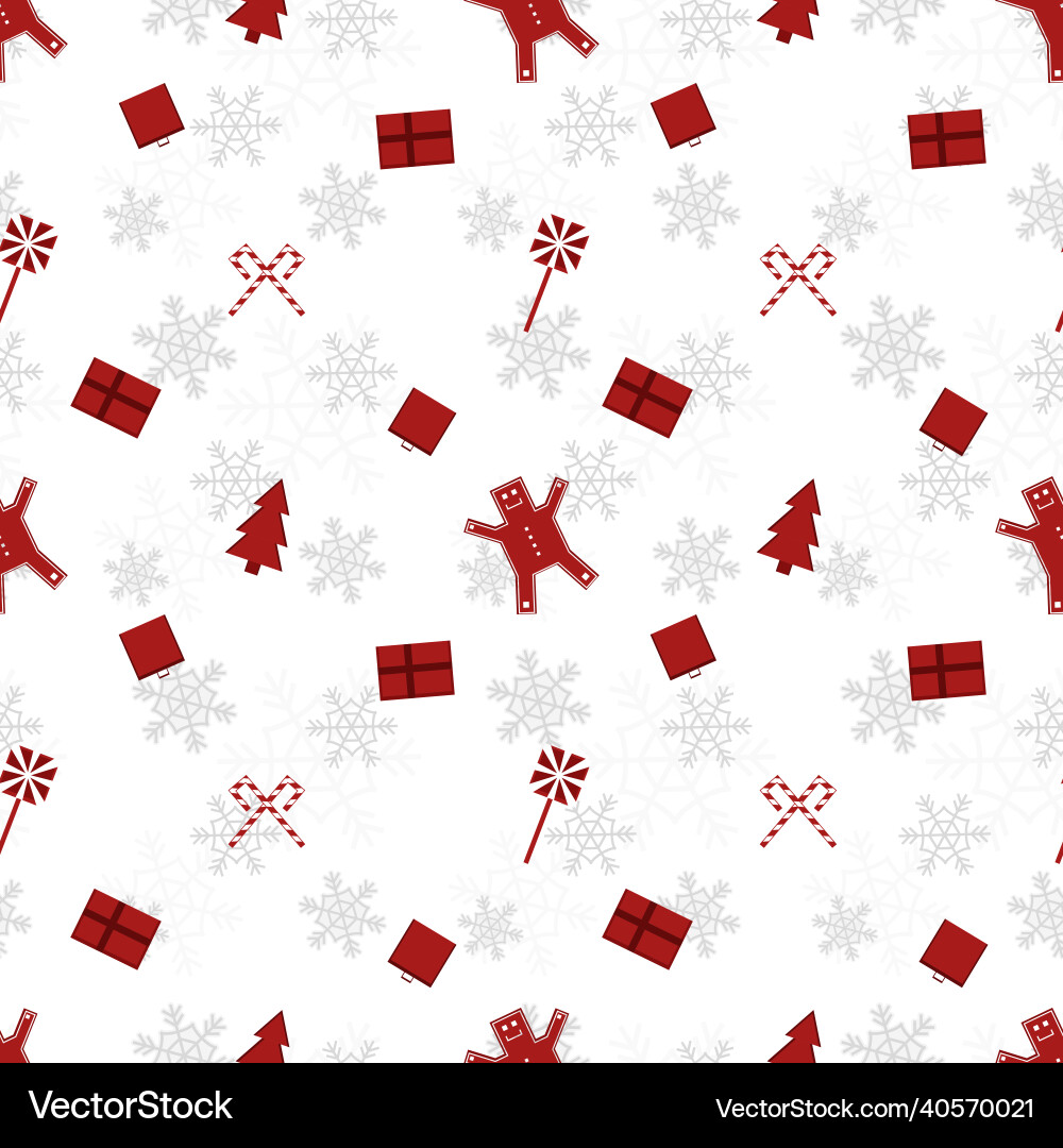 Red christmas object silhouette repeat pattern vector image