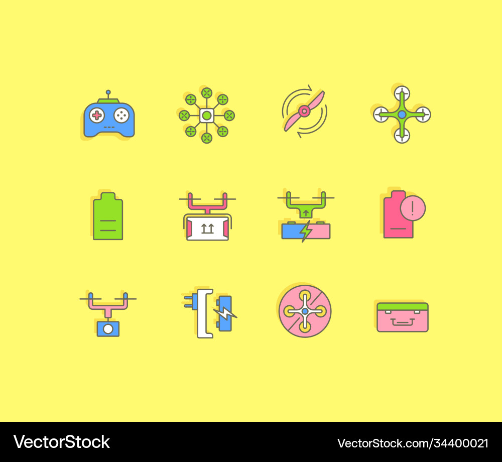 Set simple line icons drone Set simple line icons drone vector image