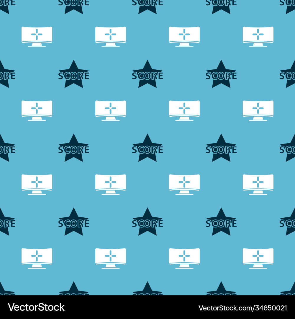 Set star and computer monitor on seamless pattern Set star and computer monitor on seamless pattern Vector Image