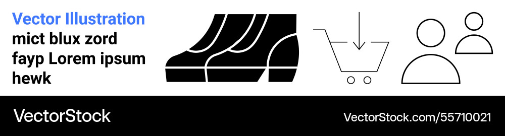 Shoe display with shopping cart icon and user Shoe display with shopping cart icon and user Vector Image