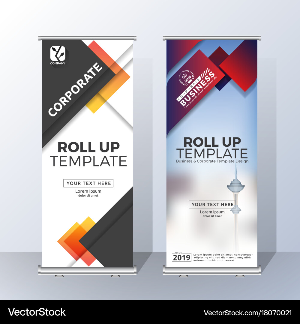 Vertical roll up banner template design vector image