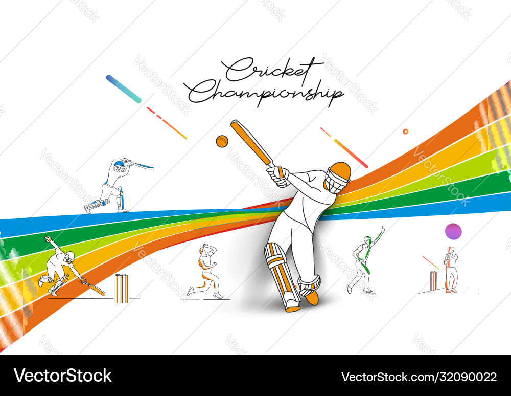 Abstract colorful pattern with batsman and bowler Abstract colorful pattern with batsman and bowler Vector Image