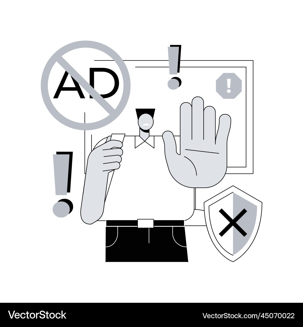 Ad blocking software abstract concept Ad blocking software abstract concept Vector Image
