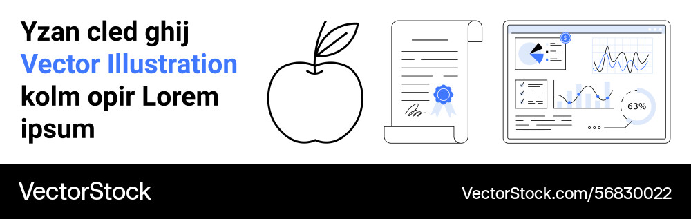Apple document with seal and analytics dashboard Apple document with seal and analytics dashboard vector image