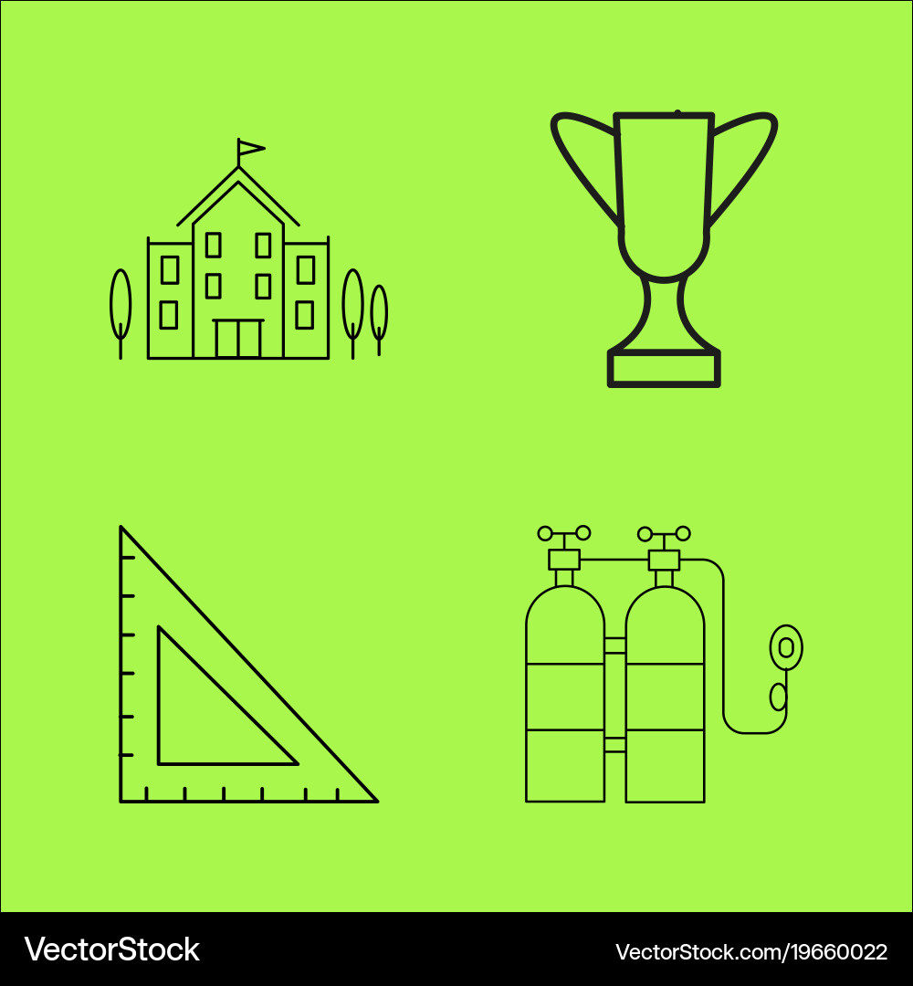 Basic content simple linear outline icon set vector image