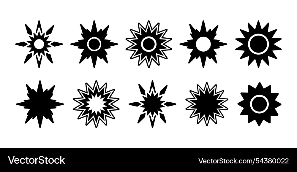 Collection of zigzag circle with sharp edge vector image
