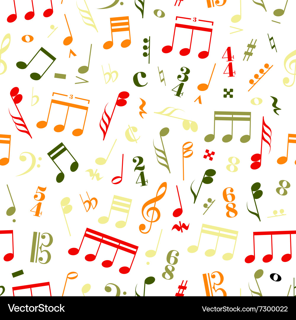 Colorful Music Notes and Signs Pattern Vector Image