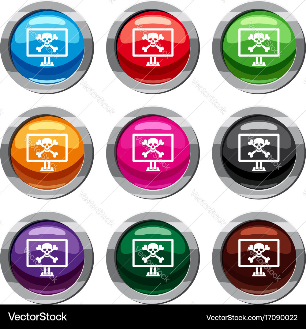 Computer monitor with a skull and bones set 9 vector image