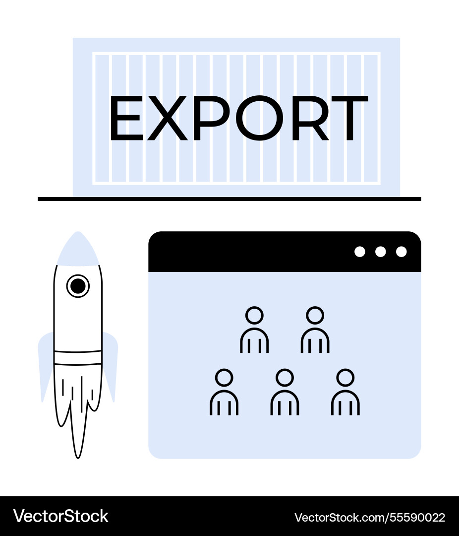 Export concept with shipping container webpage Export concept with shipping container webpage vector image
