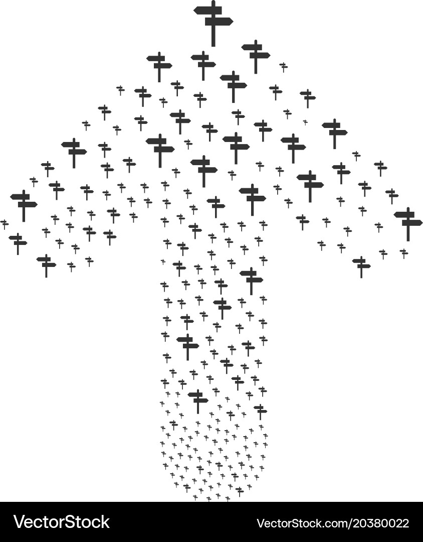 Forward direct arrow shape with road pointer vector image