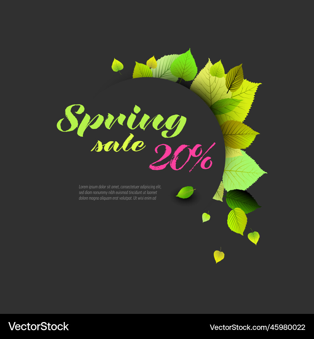 Frühling minimalistische Verkaufsetikett mit Blättern auf dunkel Frühling minimalistische Verkaufsetikett mit Blättern auf dunkel vektorbild