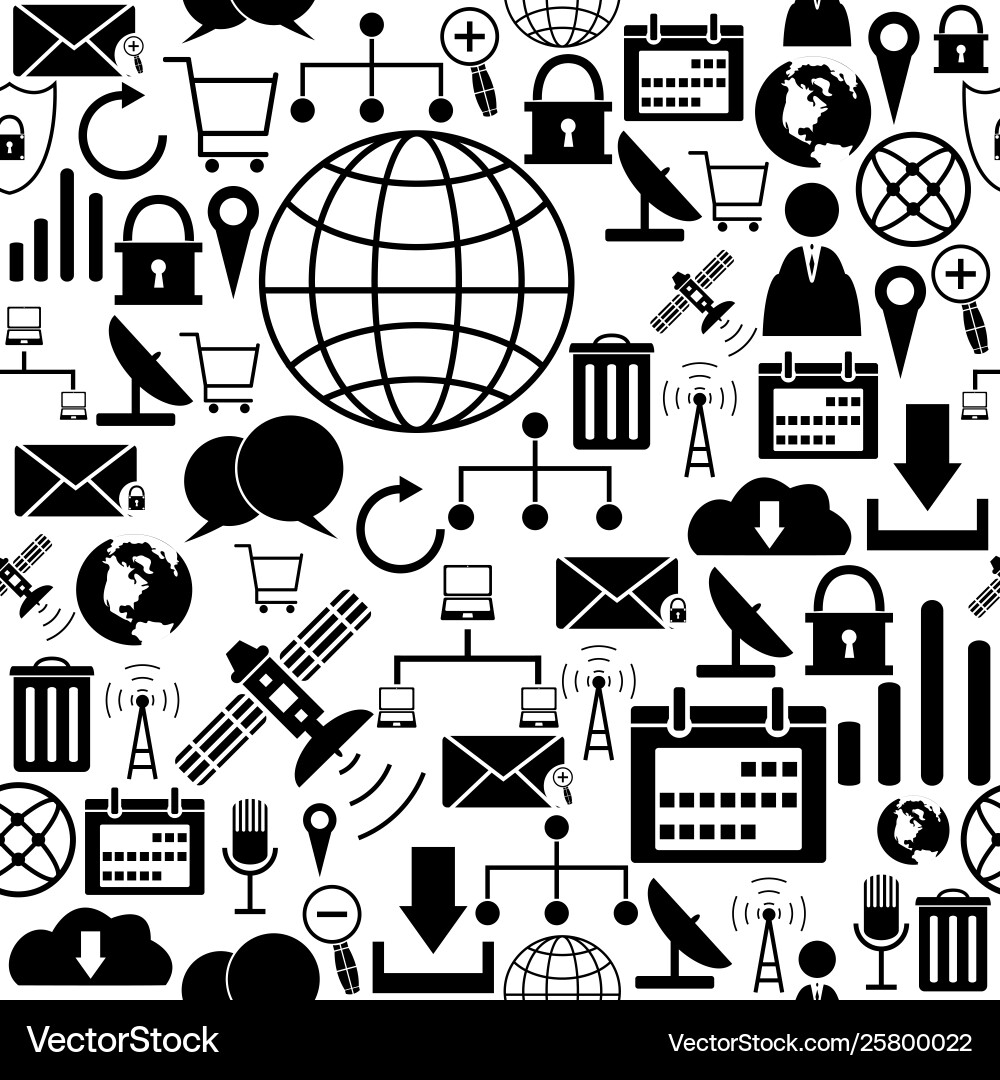 Internet seamless pattern background icon vector image